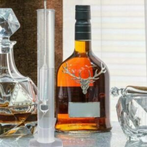 Alcohol Hydrometer Kit: Alocohometers 0-100% (ABV) Proof 0-200 Tralle 0-100, Glass Test Jar 100ml Acesseries Wood Box for Alcohol Products Distilled Moonshine Spirits Whiskey Brandy Liquor Test