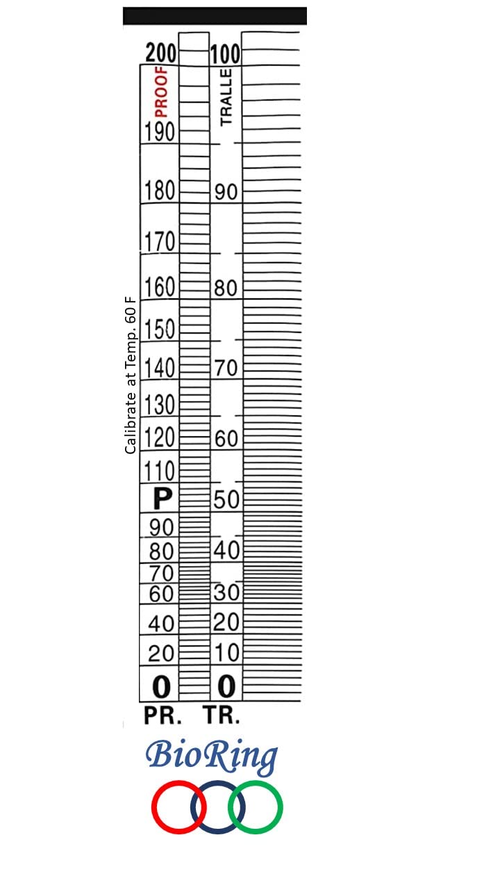 Alcohol Hydrometer Kit: Alocohometers 0-100% (ABV) Proof 0-200 Tralle 0-100, Glass Test Jar 100ml Acesseries Wood Box for Alcohol Products Distilled Moonshine Spirits Whiskey Brandy Liquor Test