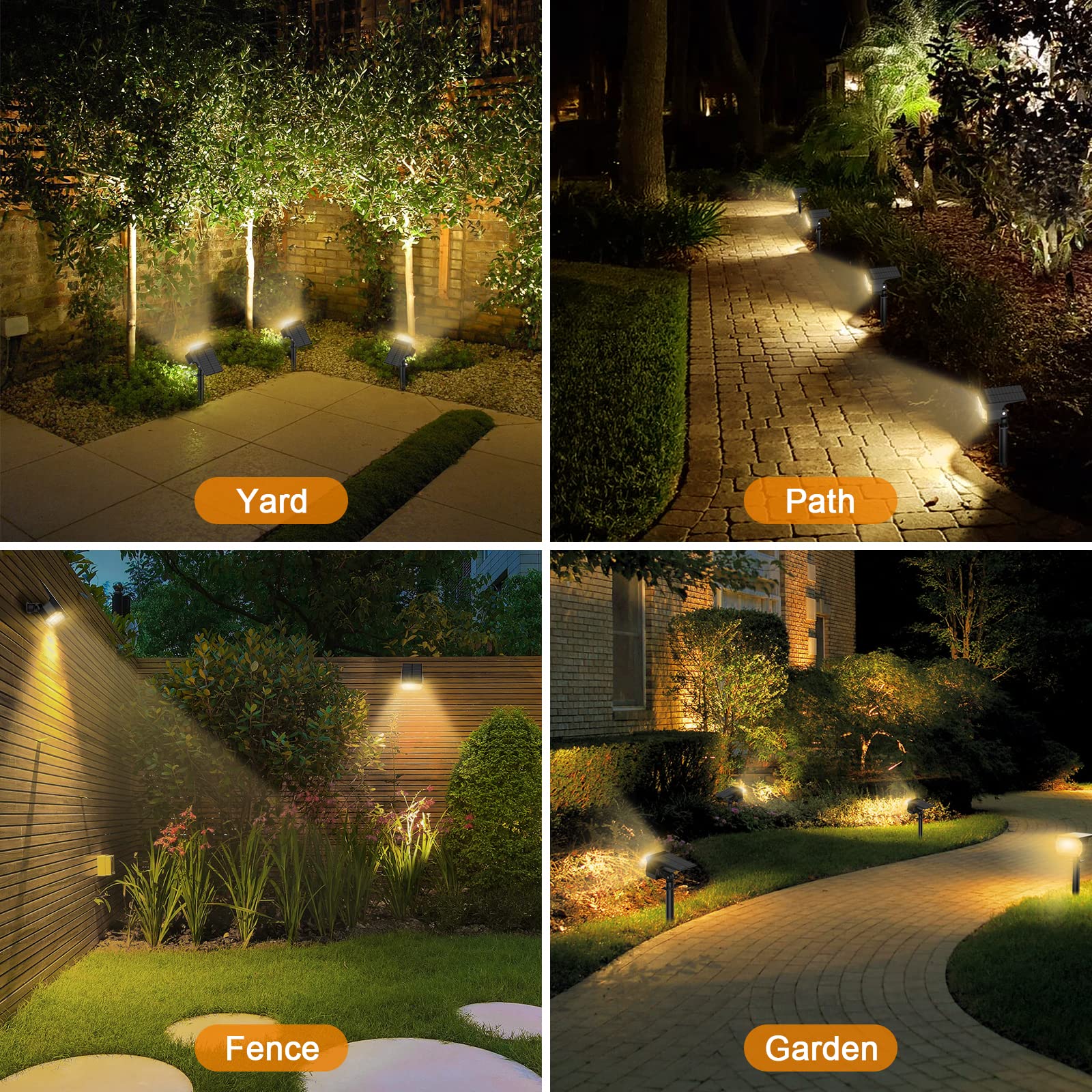 LANSOW Solar Spot Lights Outdoor, [8 Pack/57 LED] 2-in-1 Solar Landscape Spotlights, 3 Modes IP65 Waterproof Dusk to Dawn Solar Powered Flood Wall Lights for Outside Yard Garden Pathway(Warm White)