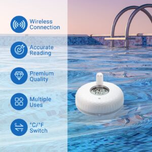 INKBIRD IBS-P01R 2 Wireless Pool Thermometers with Wireless Receiver Set Floating Easy Read, Remote Pool Thermometer for Swimming Pool, Bath Water, and Hot Tubs 2nd Updated Generation