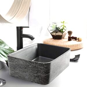 KGAR Ceramic Vessel Sink Rectangle Bathroom Sink Above Counter 16'' x 12'' Porcelain Sink Bowl, Slate Gray