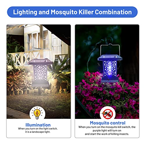 XXBUGS Solar Bug Zapper,Cordless Mosquito Killer,Insect Killer, Fly Zapper, Efficient Bug Lamp for Outdoor Wall, IP65 Waterproof,Includes Winter LED Solar Wall Lights (Wall)