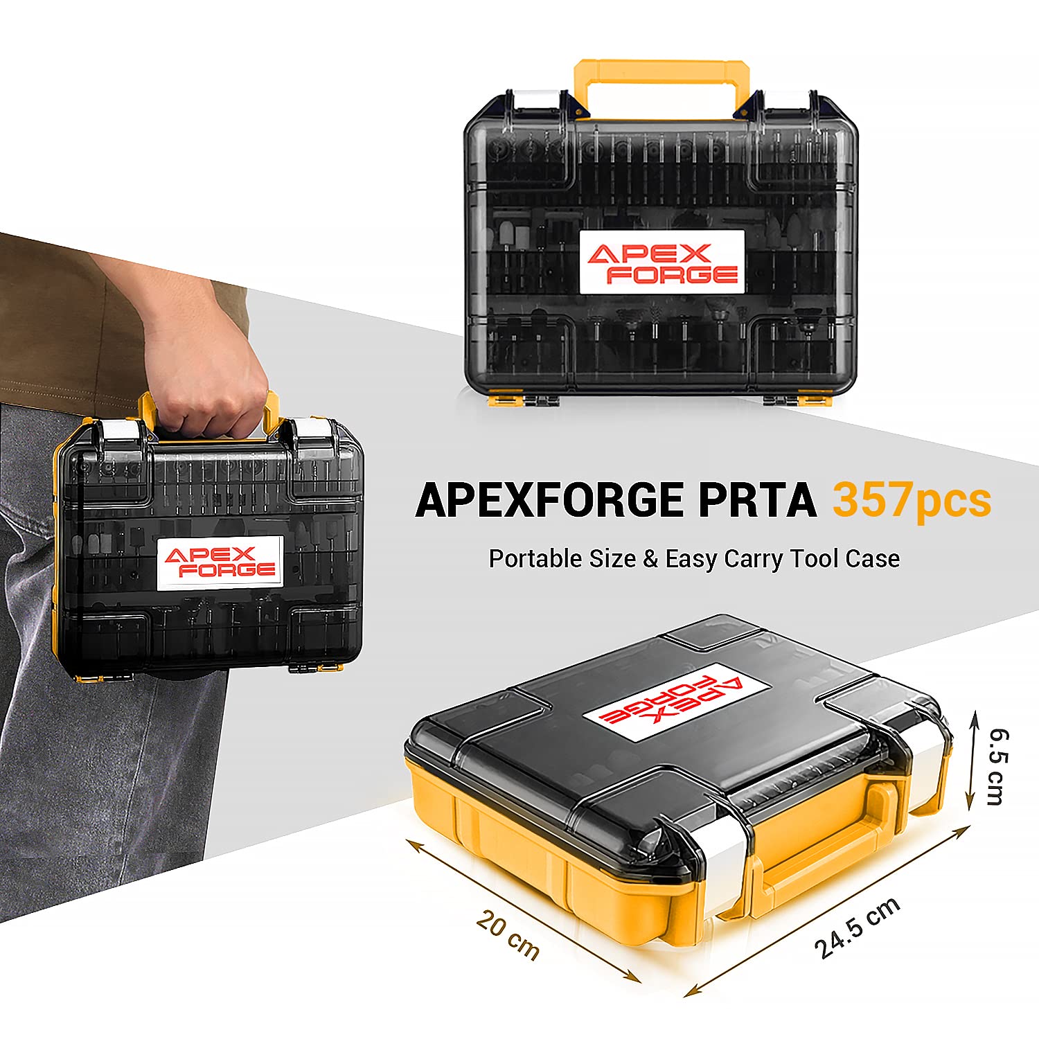 APEXFORGE M0 Rotary Tool Accessories Kit + M6 Rotary Tool Kit, Keyless Chuck & Flex Shaft, 357 + 172 Accessories, 6-Speed, 4 Attachments & Carrying Case, Ideal for Cutting/Sanding/Drilling/Sharpening