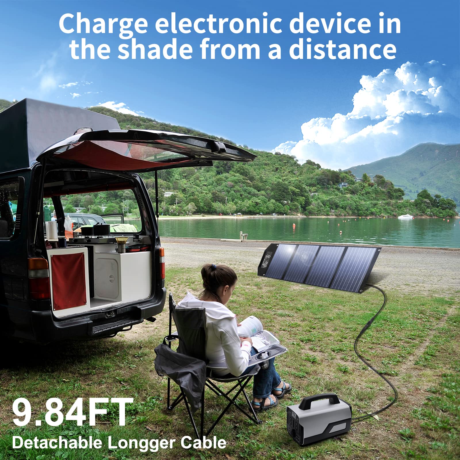 Solar Panel 120 Watt 20 Volt, Portable Solar Panel Kit ETFE Material Surface & Independent Intelligent USB Power Adapter (PD & QC 3.0), Foldable Solar Panel for Power Station RV Camping Off Grid