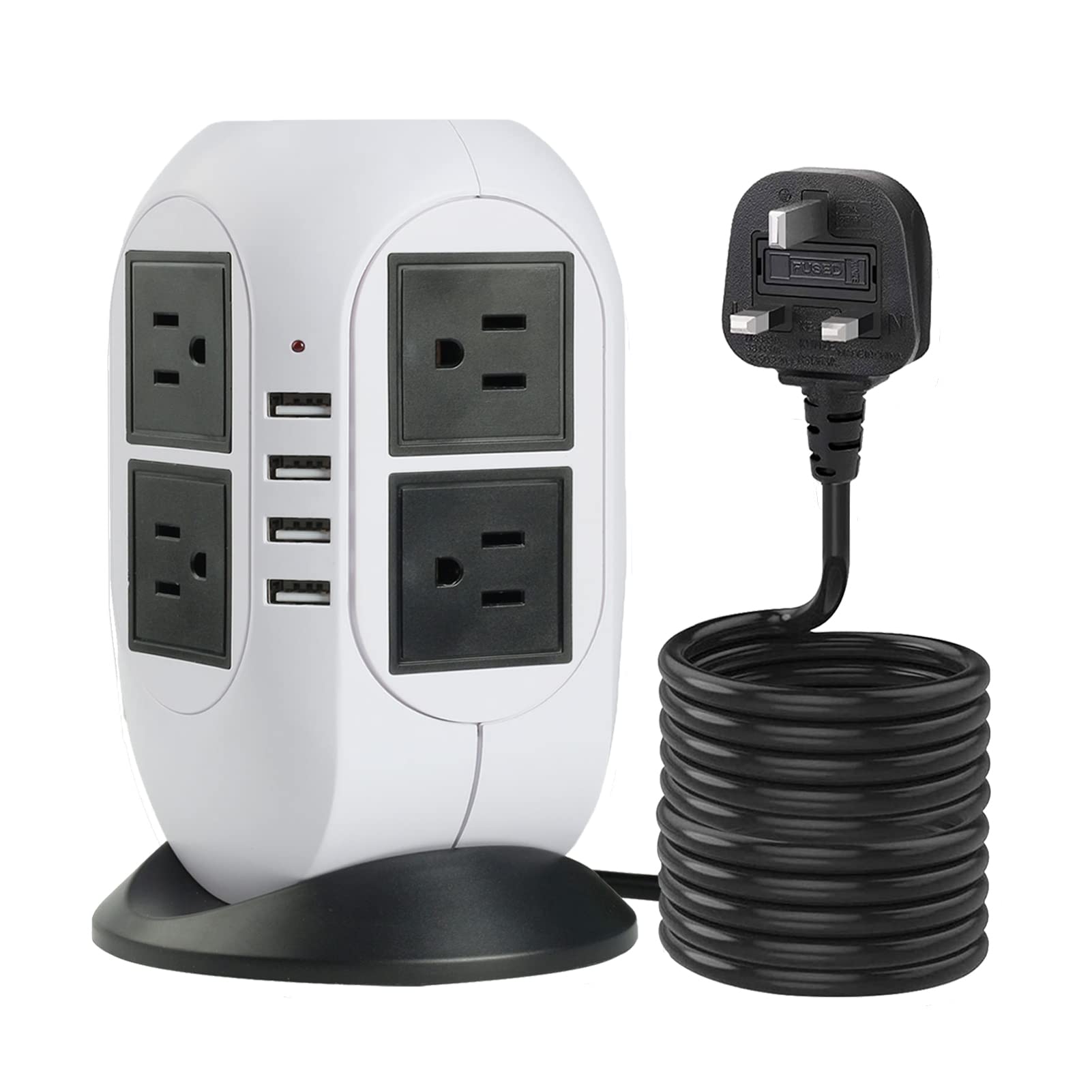 【5M】 Surge Protector Power Strip Tower with USB. TEEMDOM 12 in 1 Power Strip with USB Ports，Surge Protector Tower with 8 Outlets mit 4 USB, 5M/15 FT Long Extension Cord with Multiple Outlets for Home…