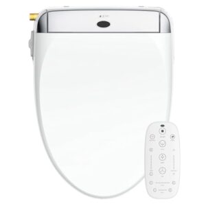 leivi smart bidet toilet seat with wireless remote and side panel, multiple spray modes, adjustable heated seat, warm water and air dryer, auto led nightlight, elongated