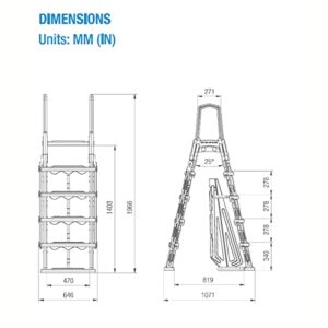 Aqua Select White Flip-Up A-Frame Ladder for Above Ground Swimming Pools 48-54" H