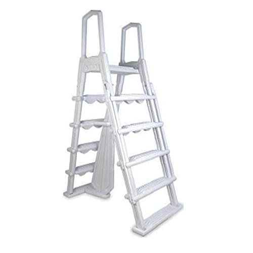 Aqua Select White Flip-Up A-Frame Ladder for Above Ground Swimming Pools 48-54" H