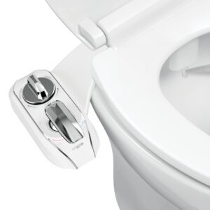 luxe bidet neo 320 plus - only patented bidet attachment for toilet seat, innovative hinges to clean, slide-in easy install, advanced 360° self-clean, warm, dual nozzles, feminine & rear wash (chrome)