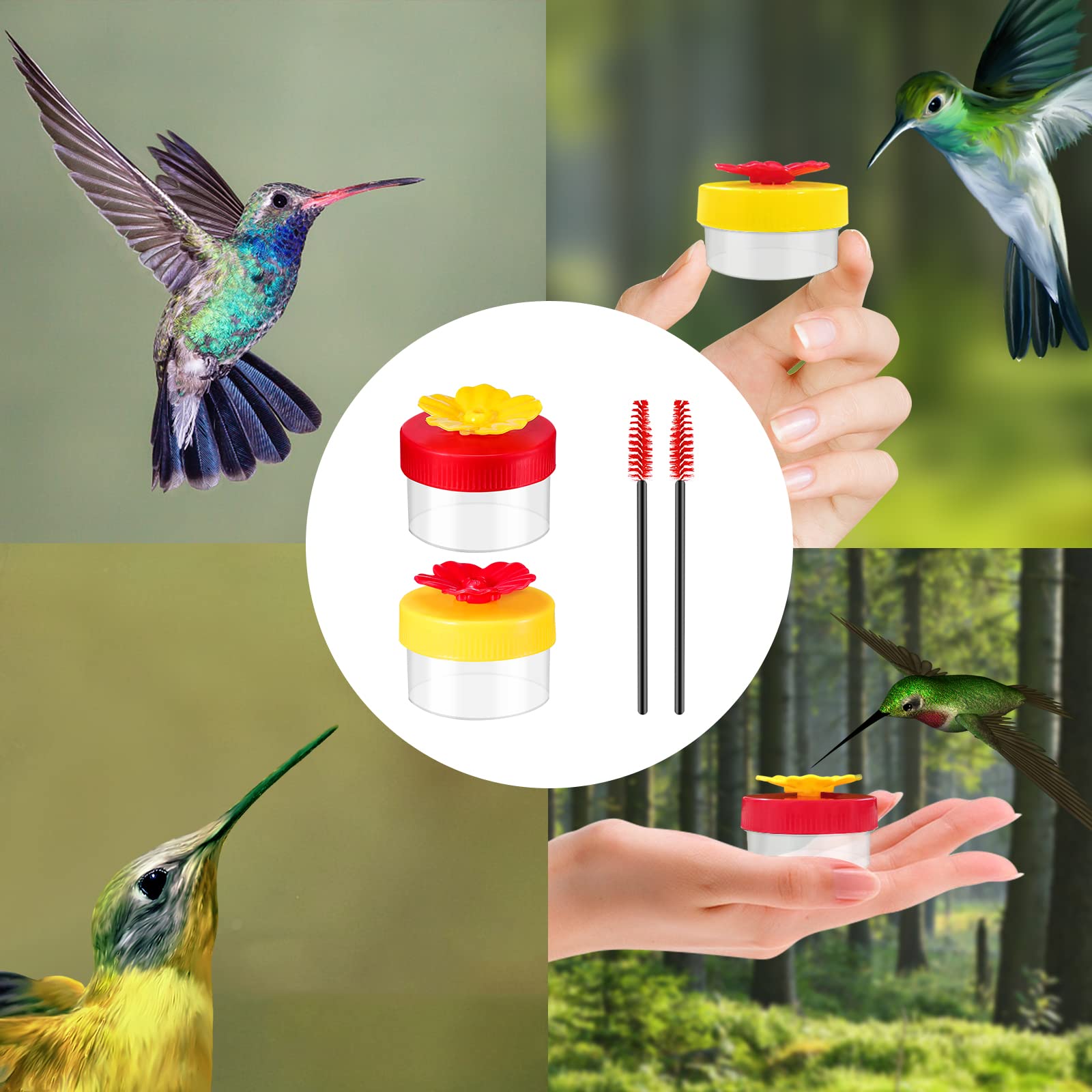 Handheld Hummingbird Feeders, 2pcs Hummingbird Hand Feeder, Hand Hummingbird Feeders, Hummingbird Feeder Handheld with Cleaning Brush for Outdoor Supplies (Handheld Hummingbird Feeders)