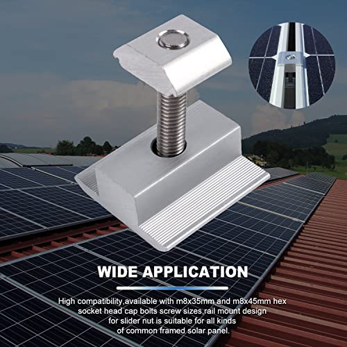 Solar Panel Mid Clamps Panel with Hex Socket Head Cap Bolts Spring Washer and Slider Nut Solar Mid Clamp for Solar Panel Mounting,4 Sets