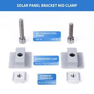 Solar Panel Mid Clamps Panel with Hex Socket Head Cap Bolts Spring Washer and Slider Nut Solar Mid Clamp for Solar Panel Mounting,4 Sets