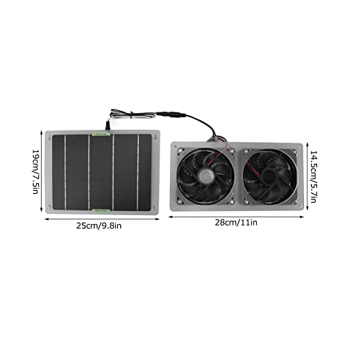 Fewb 100W Solar Panel Fan Kit, 12V Waterproof Solar Powered Ventilation Exhaust Dual Fan, Portable Solar Vent Fan Cooler for Chicken Coop Greenhouse Shed Dog House