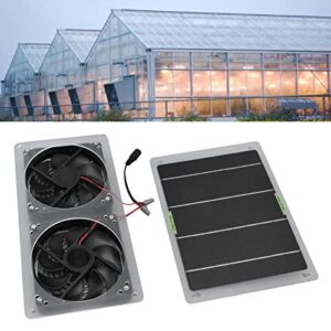 Fewb 100W Solar Panel Fan Kit, 12V Waterproof Solar Powered Ventilation Exhaust Dual Fan, Portable Solar Vent Fan Cooler for Chicken Coop Greenhouse Shed Dog House