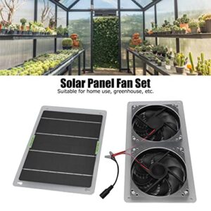 Fewb 100W Solar Panel Fan Kit, 12V Waterproof Solar Powered Ventilation Exhaust Dual Fan, Portable Solar Vent Fan Cooler for Chicken Coop Greenhouse Shed Dog House