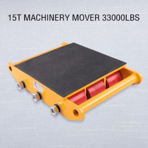 Heavy Duty Machine Dolly Skate Machinery Roller Mover,with 9 Rollers,15T 33000lb Industrial Machinery Mover,360 Degree Rotation,Yellow
