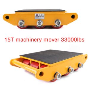 Heavy Duty Machine Dolly Skate Machinery Roller Mover,with 9 Rollers,15T 33000lb Industrial Machinery Mover,360 Degree Rotation,Yellow