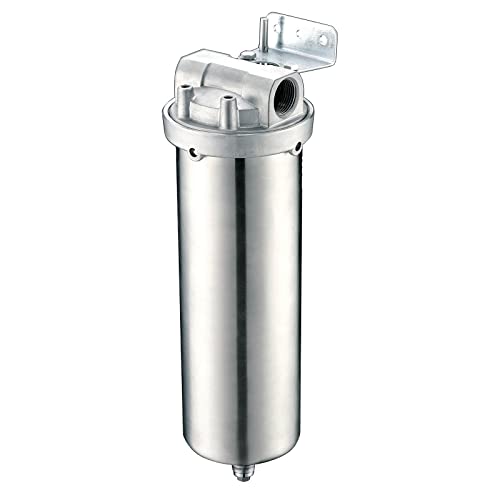 Amwater NSF/ANSI 42 Certification Stainless Steel Filter Housing for 10" Filter Cartridge, 3/4" NPT Water Filter Housing for Whole House Water Purification of Stainless Steel 304 (10" C Housing)