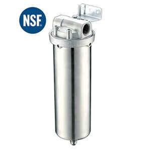 Amwater NSF/ANSI 42 Certification Stainless Steel Filter Housing for 10" Filter Cartridge, 3/4" NPT Water Filter Housing for Whole House Water Purification of Stainless Steel 304 (10" C Housing)