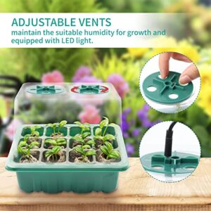 LAWNFUL Illuminated Seed Starter Tray Kit: 120 Peat Pellets + 6 Pack Germination Trays with Grow Light & Humidity Dome + 80 Plant Labels + Scissor + Gardening Tools Seedling Boxes Set