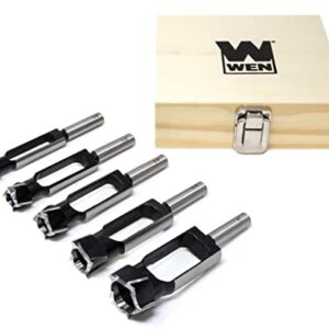 WEN DB051T 5-Piece Tenon and Deep Plug Cutter Drill Bit Set with Carrying Case