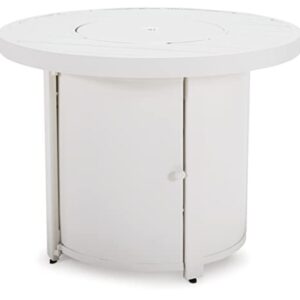 Signature Design by Ashley Outdoor Sundown Treasure Round Fire Pit Table, White