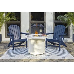 Signature Design by Ashley Outdoor Sundown Treasure Round Fire Pit Table, White