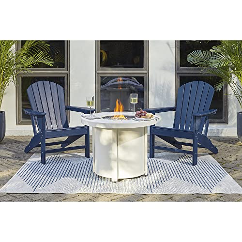 Signature Design by Ashley Outdoor Sundown Treasure Round Fire Pit Table, White