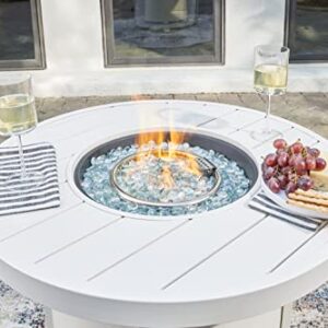 Signature Design by Ashley Outdoor Sundown Treasure Round Fire Pit Table, White