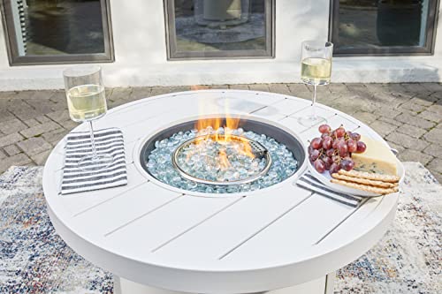 Signature Design by Ashley Outdoor Sundown Treasure Round Fire Pit Table, White