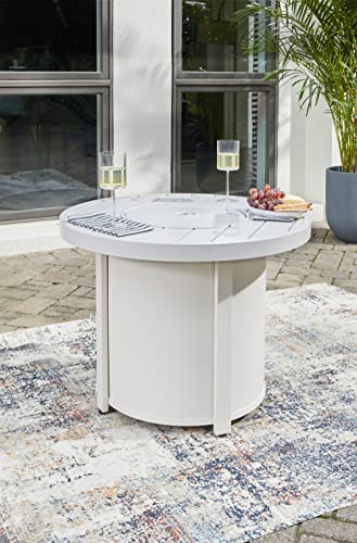 Signature Design by Ashley Outdoor Sundown Treasure Round Fire Pit Table, White