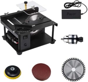 mini table saw multifunctional small table saw | cutting | sanding | engraving | drilling | all-in-one machine, precision craftsman table saw,7 levels of speed,0-90° angle adjustment