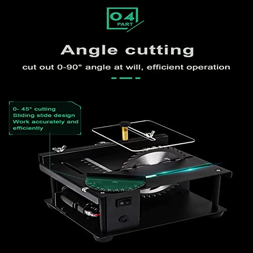 Mini Table Saw Multifunctional Small Table Saw | Cutting | Sanding | Engraving | Drilling | All-in-One Machine, Precision Craftsman Table Saw,7 Levels of Speed,0-90° Angle Adjustment