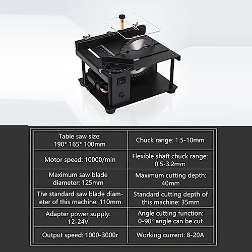 Mini Table Saw Multifunctional Small Table Saw | Cutting | Sanding | Engraving | Drilling | All-in-One Machine, Precision Craftsman Table Saw,7 Levels of Speed,0-90° Angle Adjustment