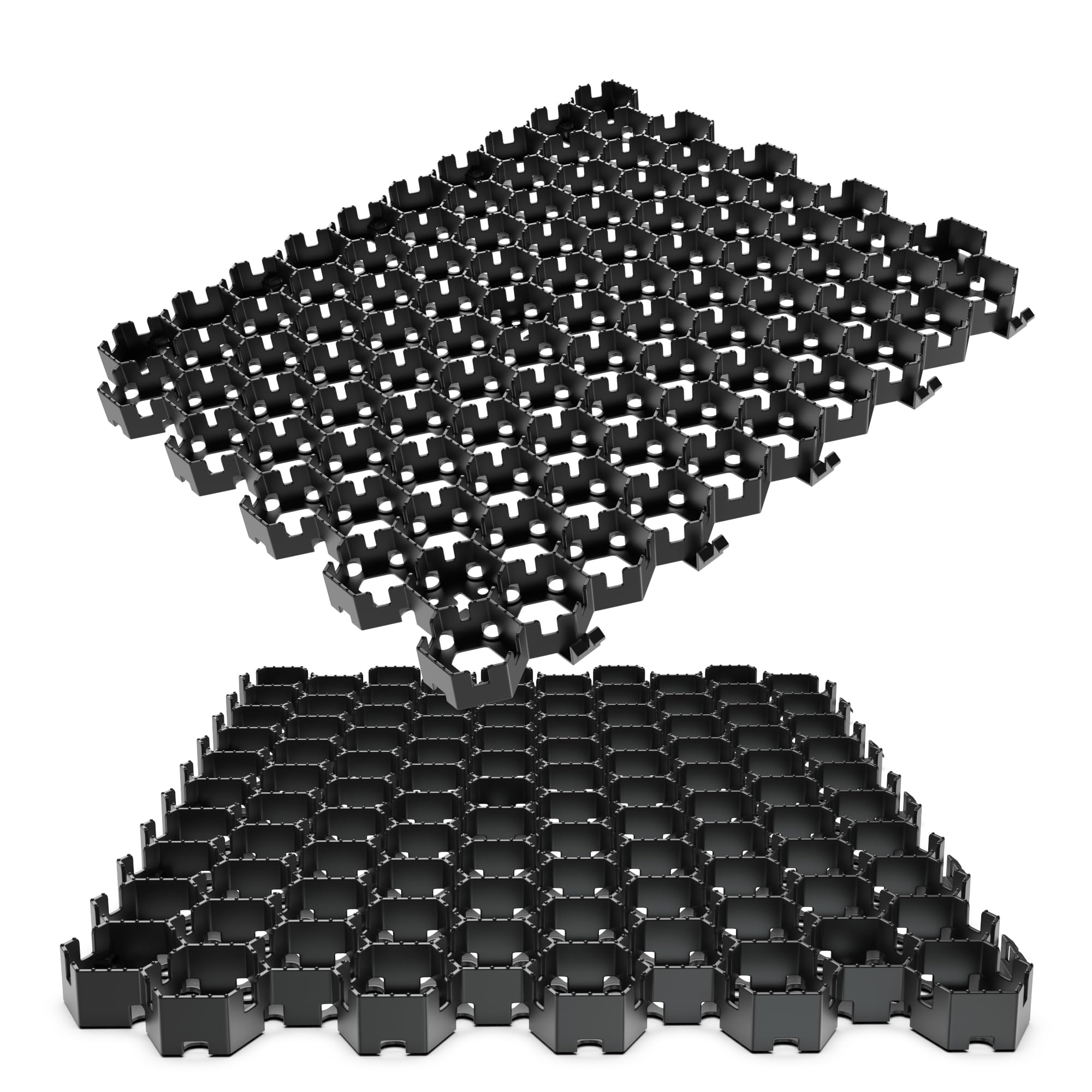 Vodaland Permeable Pavers - HexPave Grass & Gravel Permeable Paver System - 100% Recycled PPE Plastic Pavers, Handles 27,000 lbs, 1" Depth, 65 s.f / 22 Units