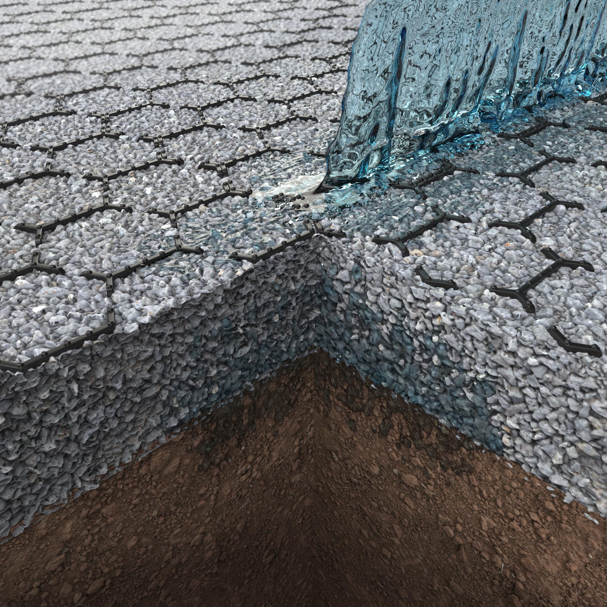 Vodaland Permeable Pavers - HexPave Grass & Gravel Permeable Paver System - 100% Recycled PPE Plastic Pavers, Handles 27,000 lbs, 1" Depth, 65 s.f / 22 Units