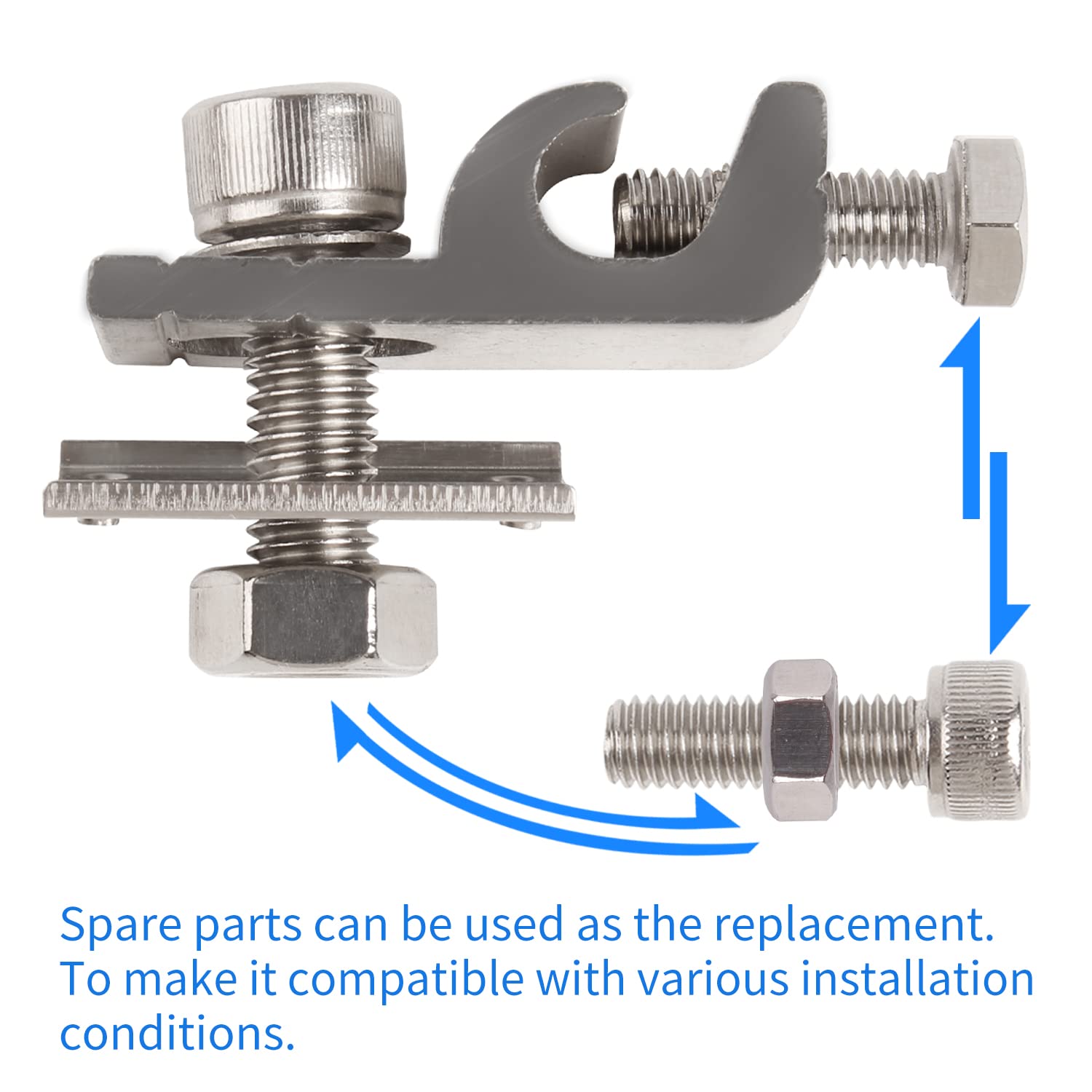 EVARSOL Solar Grounding Lugs Nickel-plated Lay-in Lugs Ground Wire Clamps for Copper Earth Wire 16-4AWG Fast Install on RV/Boat/Roof Solar Array