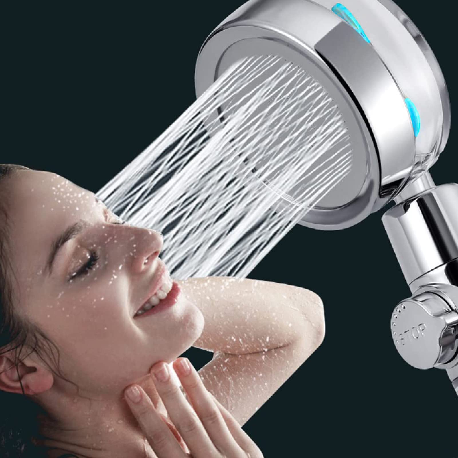 Hydro Jet High Pressure Shower Head Turbocharged Shower Head Handheld Turbo Fan Shower Kit with Replacement Hose/Bracket/Cotton Filters and Bath Loofah, 3 Water Panels for Different Experience