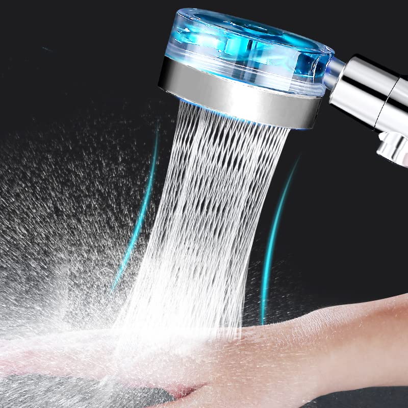 Hydro Jet High Pressure Shower Head Turbocharged Shower Head Handheld Turbo Fan Shower Kit with Replacement Hose/Bracket/Cotton Filters and Bath Loofah, 3 Water Panels for Different Experience