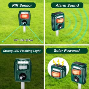 Ultrasonic Animal Repellent Solar Outdoor Animal Repeller Motion Detection with LED Flash Light Alarm Defender Cat Skunk Deer Bird Dog Waterproof ABS Dark Green (4)