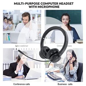 Anivia Stereo Computer Headset with Noise Cancelling Microphone for PC Office Phone Laptop - On-Ear Wired Headphones with Microphone, 3.5mm Audio Jack for PS4 PS5 Xbox, A7plus Black