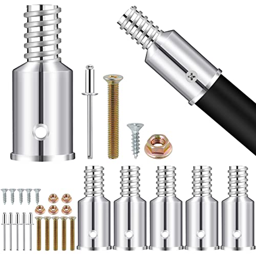 Elesunory 6Pcs Threaded Tip Replacement, Ultra Threaded Tip Repair Kit, Metal Broom Handle Adapter for 0.98 Inch Wood or Metal Poles