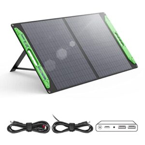 semookii 75w portable solar panel, foldable solar charger with kickstand, dc, type c, qc 3.0, usb ports for phones outdoor camping, compatible with jackery explorer 160/240/500 power station