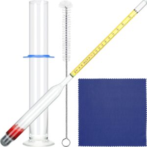 hydrometer alcohol meter test kit hydrometer alcohol 0-200 proof, hydrometer alcohol with glass cylinder, brush and dust cloth, distilling moonshine alcoholmeter for proofing distilled (yellow)