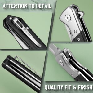 NedFoss Pocket Knife, 3.5" D2 Blade EDC Folding Knife with G10 Handle, Flipper Open, Deep Carry Pocket Clip, Slim Gentleman's Knives for Men (ELF PRINCE)