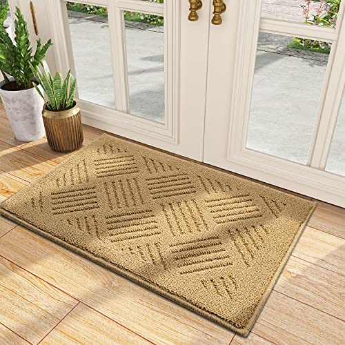 Pocass Indoor Doormat, Brown Front Door Mat, 20" x 32" Non Slip Durable Resist Dirt Entrance Rugs for Outdoor Entryway, Patio, Inside Porch, Low-Profile, Machine Washable