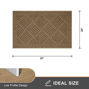 Pocass Indoor Doormat, Brown Front Door Mat, 20" x 32" Non Slip Durable Resist Dirt Entrance Rugs for Outdoor Entryway, Patio, Inside Porch, Low-Profile, Machine Washable