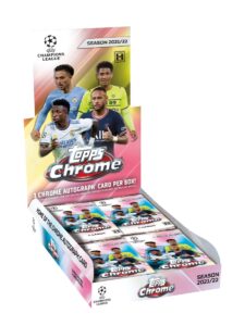 2021-22 topps uefa champions league chrome soccer hobby box (18 packs/4 cards: 1 auto)