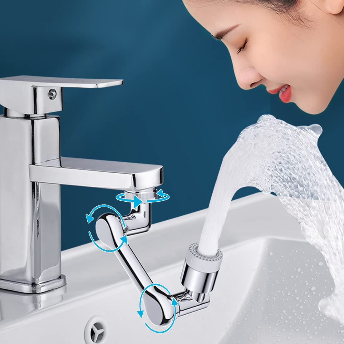 1080° Rotating Faucet Aerator Universal Splash Filter Faucet 1080 Degree Big Angle Swivel Faucet Extender Aerator Kitchen Tap Extend Bathroom Sink Gargle Face Wash Faucets Bubbler (Dual Mode)