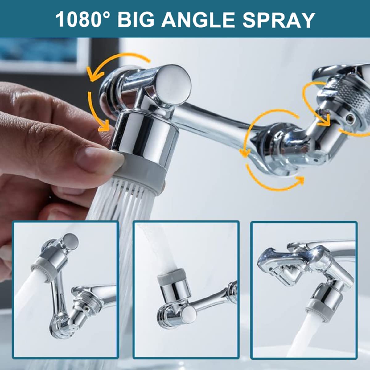 1080° Rotating Faucet Aerator Universal Splash Filter Faucet 1080 Degree Big Angle Swivel Faucet Extender Aerator Kitchen Tap Extend Bathroom Sink Gargle Face Wash Faucets Bubbler (Dual Mode)